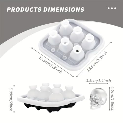 Skull Ice Cube Mold - Orange Silicone Ice Tray for Whiskey & Cocktails