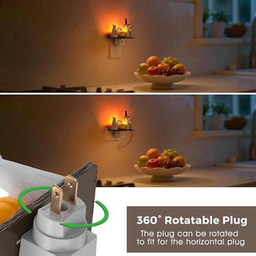 Cane Ghost Halloween Night Light - Flickering Flame Ghost Campfire Lamp with Rotatable Plug