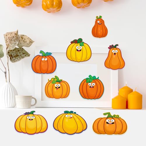 Fall Pumpkin Cutouts Decorations for Classroom & Party - Face Variation - 45 Pcs