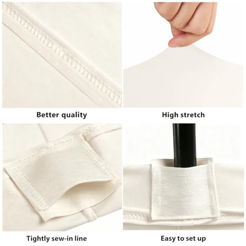 8ft Stretch Spandex Fitted Table Cloth for 6ft Rectangular Tables - Ivory, 96x30 Inches - 6 Pack