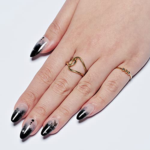 Abyss Smoke Ombre Press-On Nails Medium Almond Stiletto Fake Nails Set