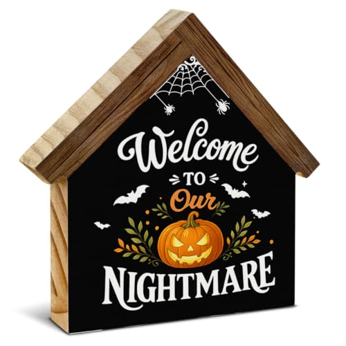 Spooky Pumpkin Wooden House Sign - Nightmare Halloween Home Decor