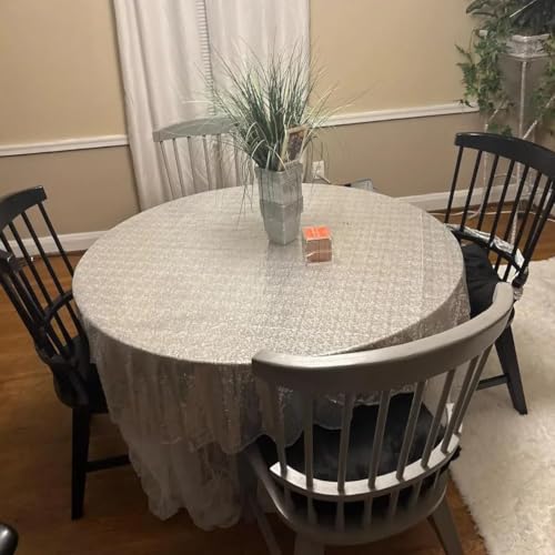 Silver Sequin Round Tablecloth 132 Inch for Events and Parties - Variation: Silver / 132"