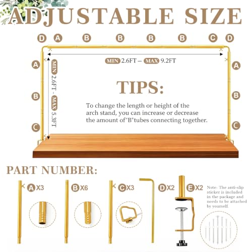 Adjustable Over-the-Table Rod Stand with Clamp for Decorations Gold