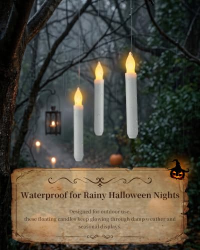 Waterproof Floating Candles with Remote Wand - Outdoor Halloween Decor Set