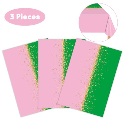 Pink & Green Witch Party Tablecloth Set - 3 Pack, 54x108 Inches, Waterproof, Festive Decor