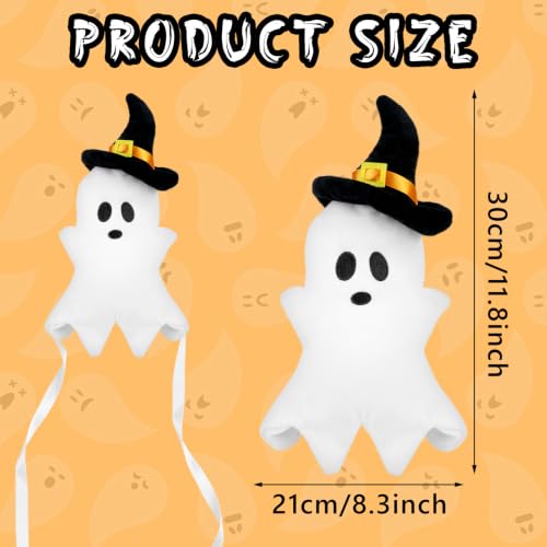 Halloween Ghost Tree Topper with Witch Hat – Spooky Indoor Decor, 11.8-Inch