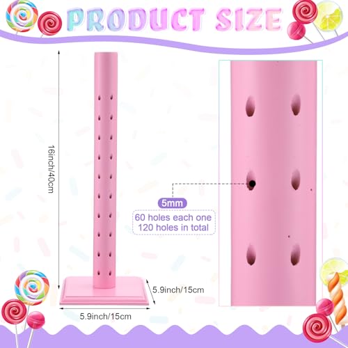 Pink Cake Pop Stand Set of 2 Wooden Lollipop Display Tree Holders - Party Decor
