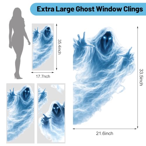 Large Halloween Ghost Window Clings - 2 Sheets Spooky Decals for Indoor Outdoor Home Office
