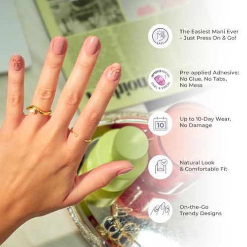 Press On Gel Nails No Glue Medium Length Almond Shape 30 Count - Black Design