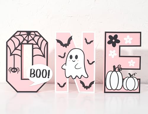 Halloween Wooden Sign - Pink 'ONE' Letter Table Decoration for Baby Girl Birthday