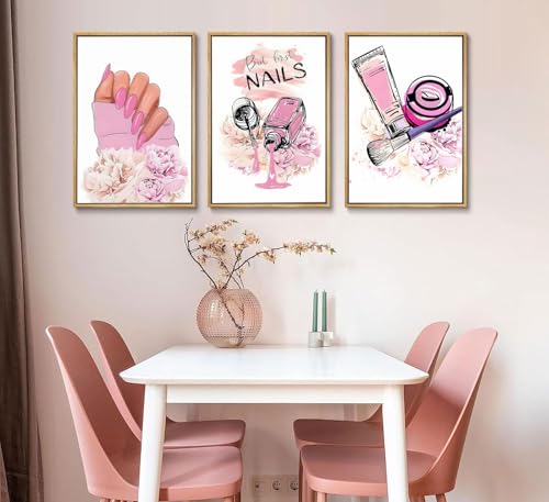 Pink Fashion Women Nail Wall Art Poster Set - Purple / 16x24
