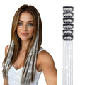 21.5 Inch Silver Fairy Glitter Hair Tinsel Clips - Heat Resistant Extensions for Festivals & Parties