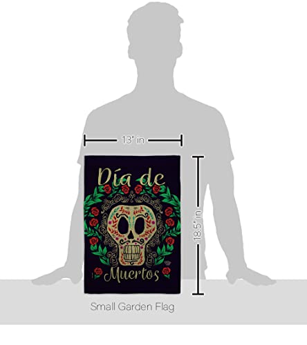 Dia de Muertos Skeleton Garden Flag Set with Wall Hanger - Fall Day of Dead Decor