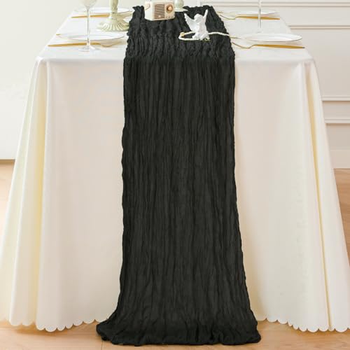 Black Cheesecloth Table Runner 10ft Set of 5 for Fall Wedding Halloween Thanksgiving