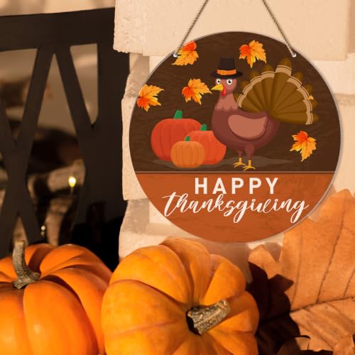Thanksgiving Fall Door Sign Wall Decor - Wooden Harvest Decor for Front Door