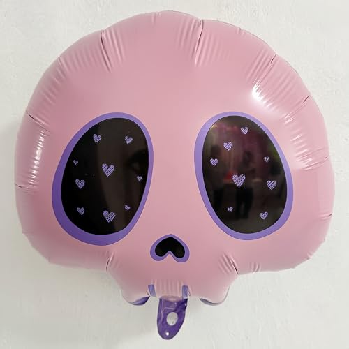 Purple Bow Skull Foil Balloons Party Decorations for Gothic & Halloween Celebrations