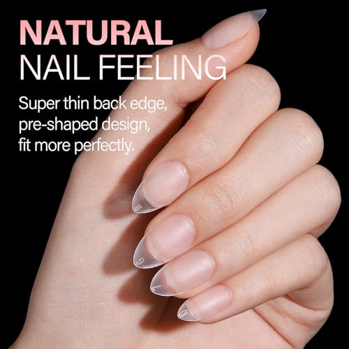 Short Almond Nail Tips 450PCS Acrylic Gel Double-Sided Matte - AILLSA