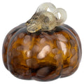 Handblown Glass Pumpkin - Coffee Brown Small Fall Halloween Thanksgiving Decor - Boston International