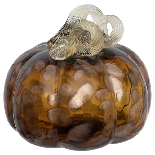 Handblown Glass Pumpkin - Coffee Brown Small Fall Halloween Thanksgiving Decor - Boston International