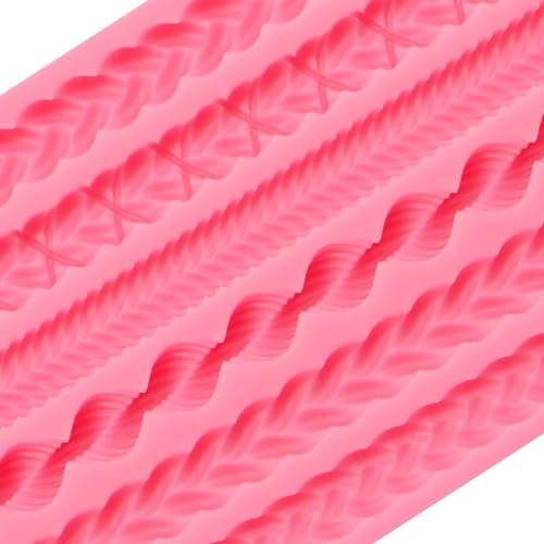 Pink Silicone Pie Crust Mold with Braided Rope Pattern - Baking & Cake Decoration Tool