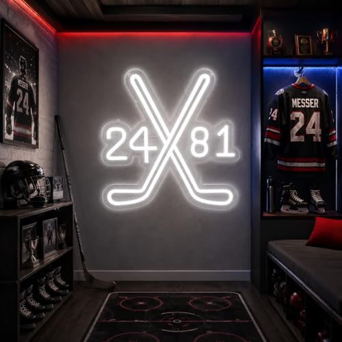 Hockey Neon Sign Wall Decor - USB Powered LED Light for Sports Bar & Game Room