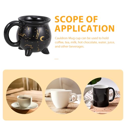 Black Halloween Witch Cauldron Mug - 10 Oz Novelty Ceramic Coffee Cup
