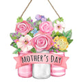 Pink Rose Mason Jar Wooden Front Door Sign - Mother's Day Floral Decor - Rose Variation
