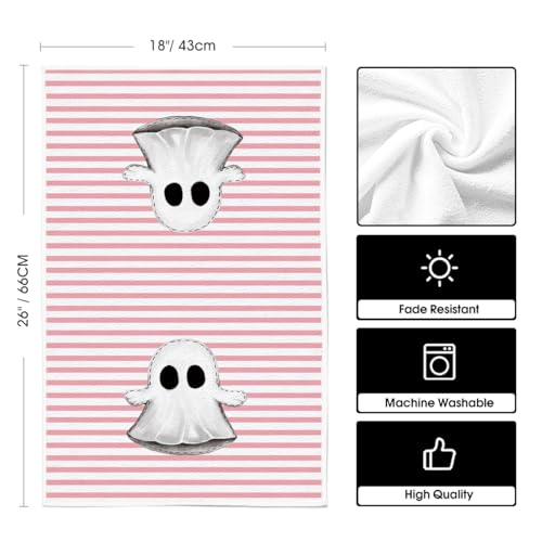 Pink Ghost Halloween Kitchen Towels Set of 4 - 18x26 Inch, Soft & Absorbent