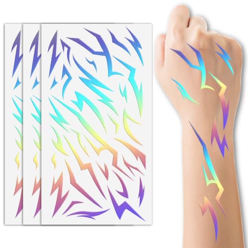 Waterproof Temporary Tattoos Set for Kids & Adults - Halloween, Cosplay & Party Body Art, 3 Sheets