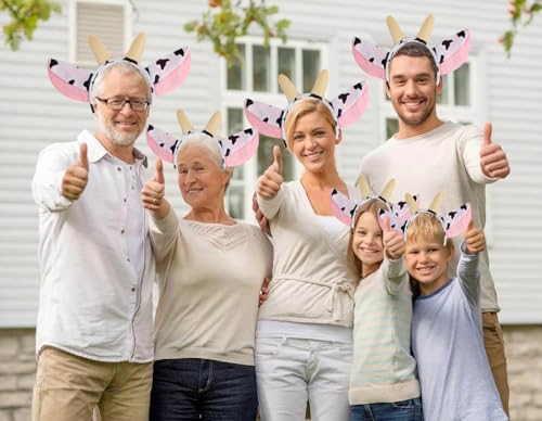 12 Pcs Cow Ears Headband Set - Cute Animal Hair Accessories for Kids & Cosplay