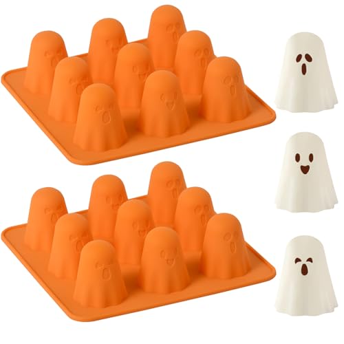 Halloween Ghost Silicone Molds 2 Pack - Non-Stick 3D Candy & Ice Cubes