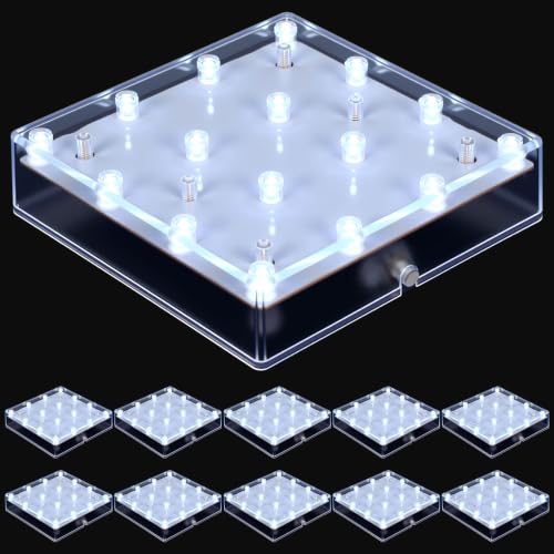 10 Pack 5-Inch Square LED Light Bases for Glass Art & Centerpieces
