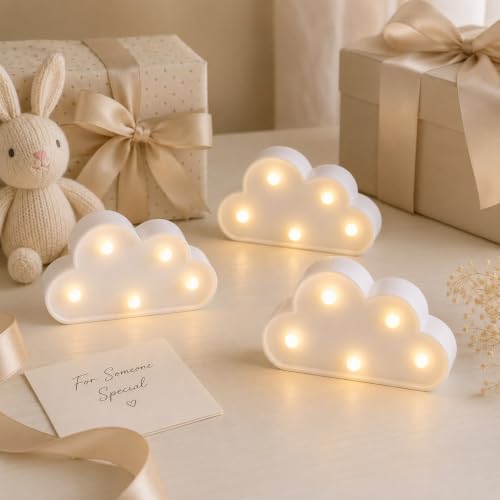 6 Pcs LED Cloud Night Lights - Cloud-Shaped Wall Hangable Lamps - Warm White