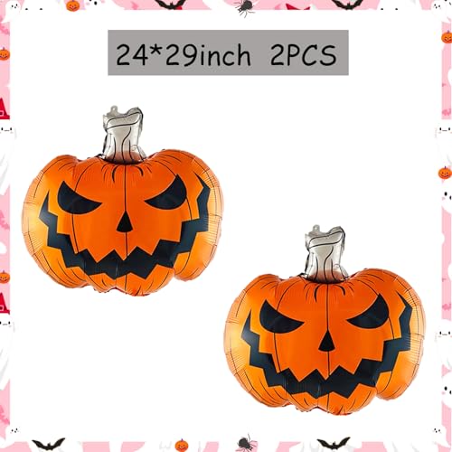 Halloween Foil Balloons Set - Ghost, Spider, Pumpkin & Pink Boo for Party Decorations
