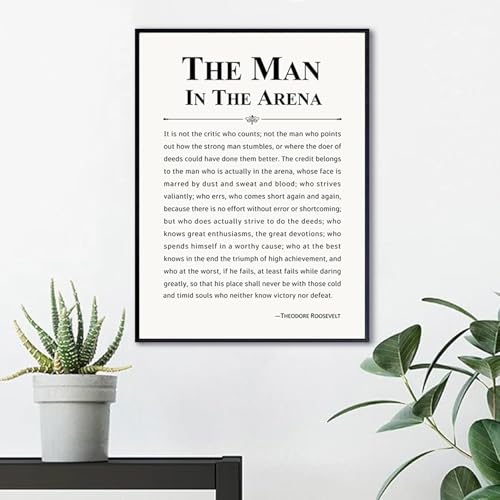 White Framed Inspirational Canvas Wall Art - Motivational Quote Poster for Office & Home 16x24 in