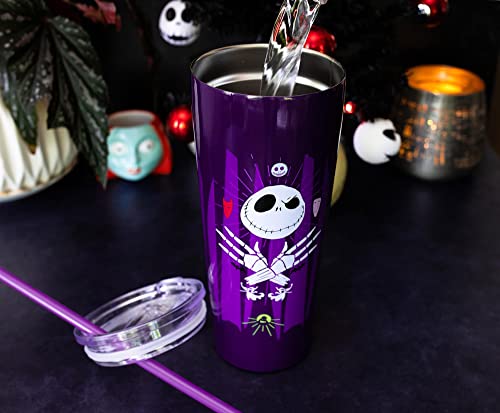 Nightmare Before Christmas Travel Tumbler - 22oz Stainless Steel with Lid & Straw