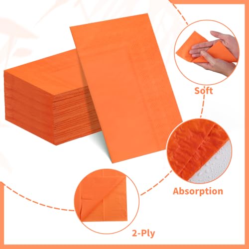Orange Paper Napkins 60 Pcs Fall Thanksgiving Dinner Guest Napkins - Seasonal Tableware