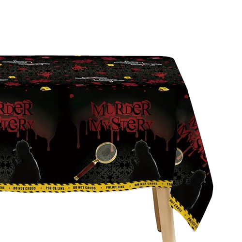 Murder Mystery Tablecloth Decorations Set - 55x86 Inches, 3 Pack