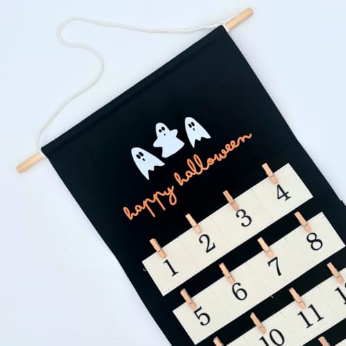 Halloween Photo Countdown Calendar with Clips - Reusable Spooky Season Decor