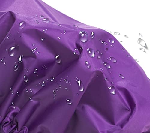 Glow by Daye Satin Lined Shower Cap - Adjustable Waterproof Hair Protection | Large, Purple Rain