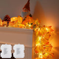 2 Pack Fall Maple Leaf Garland with Lights - 8 Lighting Modes Waterproof Battery Operated Decor