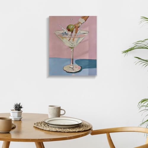 Martini Cocktail Wall Art Canvas - Wine 15 Variation for Bar & Drink Decor