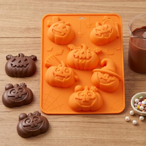 Halloween Silicone Chocolate Molds - 6 Cavities Jack O' Lantern Witch Hat Pumpkin