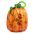 Blown Glass Pumpkin Decor - Classic Orange, Medium Tall, Fall Halloween Table Centerpiece