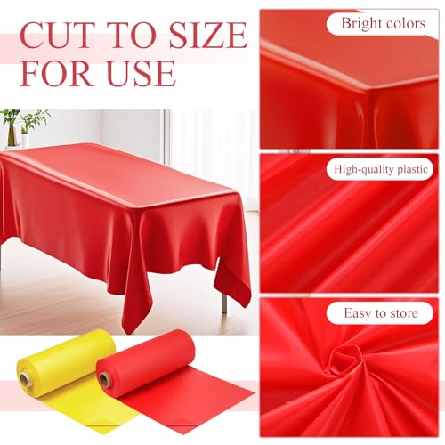 Carnival Circus Table Cover Backdrop - 2 Rolls Yellow & Red, Waterproof Disposable
