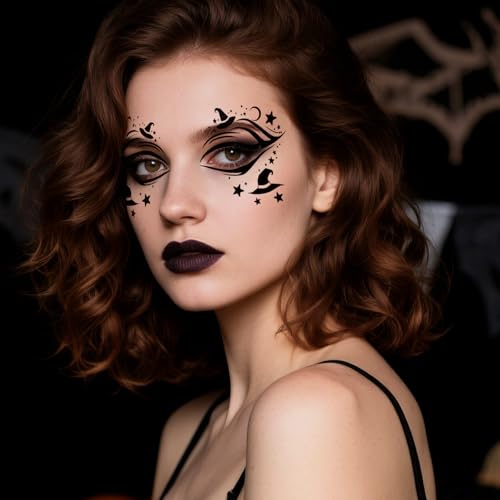Halloween Eye Shadow Temporary Tattoos Set - 24 Sheets Spider Web Bat Pattern Eyeliner Stickers for Face & Eye Makeup - Variation of THIS LISTING