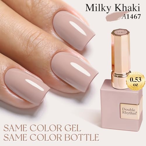 Double Rhythm Milky Khaki 15ML Gel Polish - Same Color, Soak Off Manicure