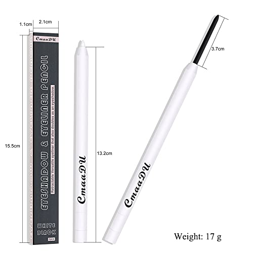 Black & White Eyeliner Pencil Set with Sharpener - Waterproof, High Pigment, Quick Dry