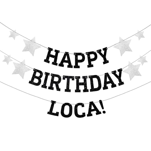 Pre-Strung Happy Birthday Loca Banner Vampire Theme Party Decorations - Black, 18th 21st 25th 30th